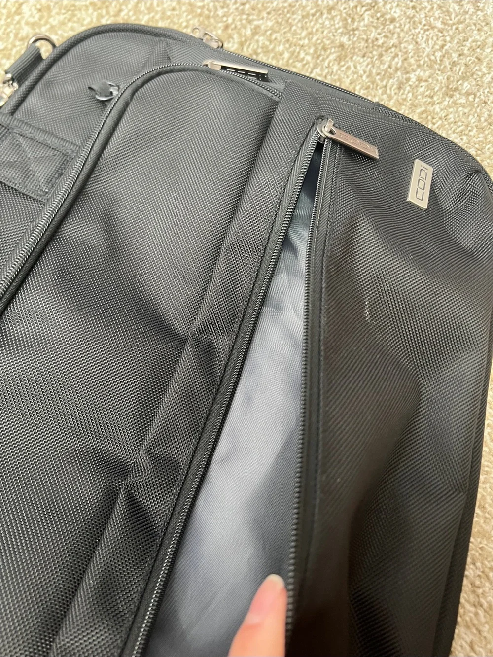 Black Men's Laptop Briefcase with Detachable Shoulder Strap